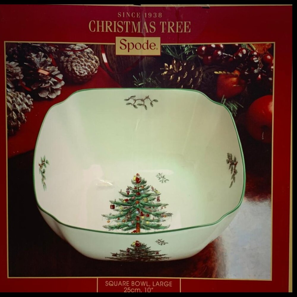 Spode Christmas Tree Large Square Bowl NWT